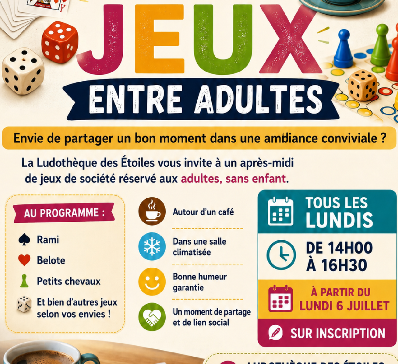 Café &amp; jeux entre adultes à la Ludothèque des étoiles_Le Cannet