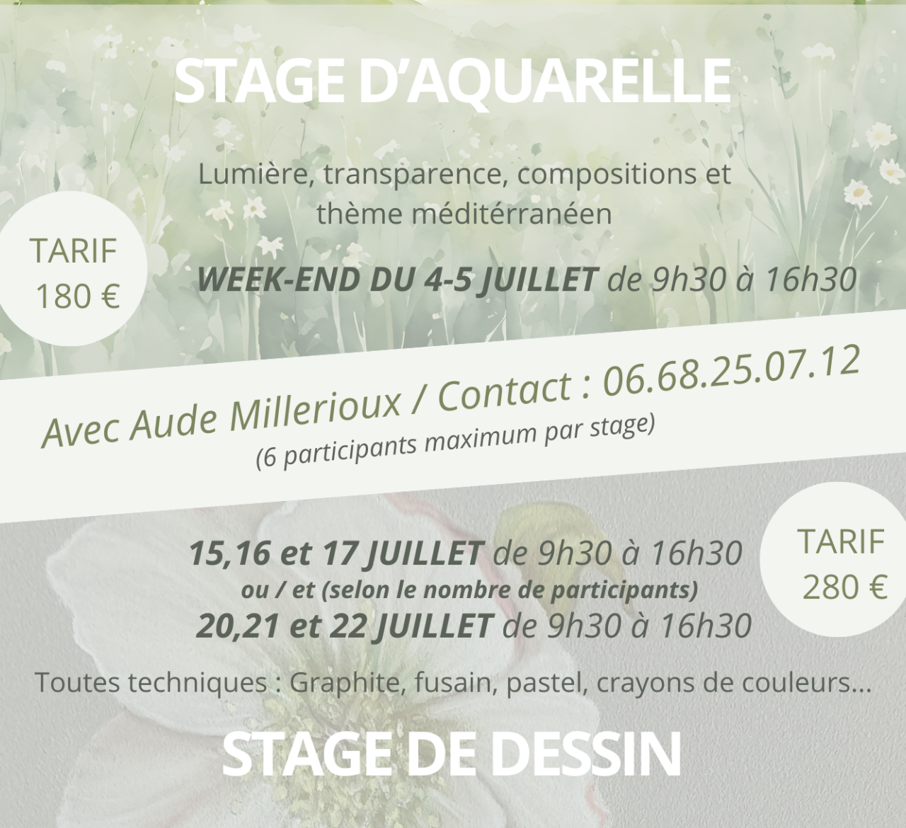 Stage d'aquarelle et Dessin  - ACCA_Le Cannet